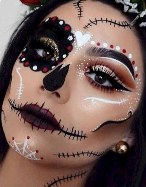 Combining two different looks | 10 Day of the Dead Makeup Ideas | Her Beauty