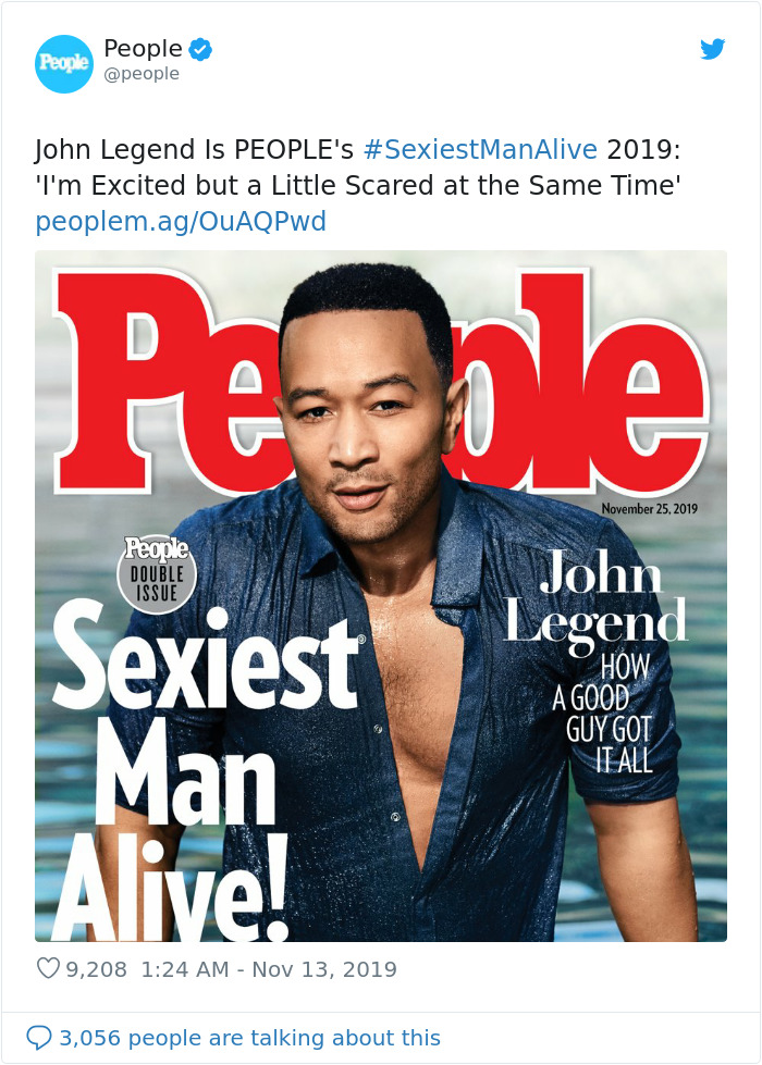 People magazine | John Legend Is Named 2019’s Sexiest Man Alive And His Wife Chrissy Teigen Becomes His Biggest Troll | Her Beauty