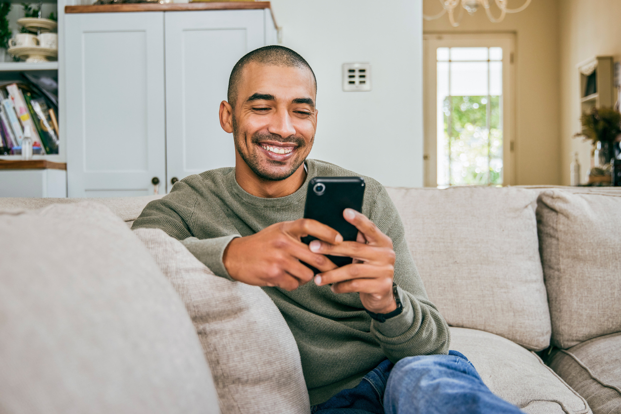 young man texting