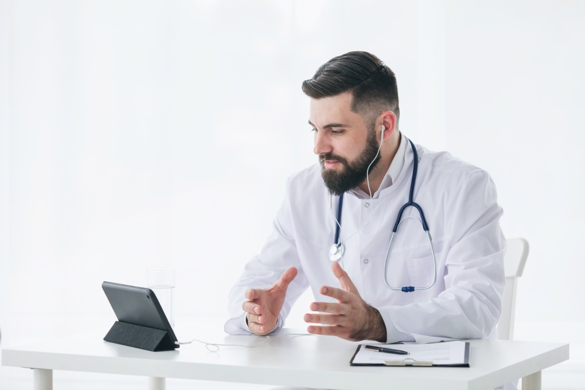 Doctor speaking on video call