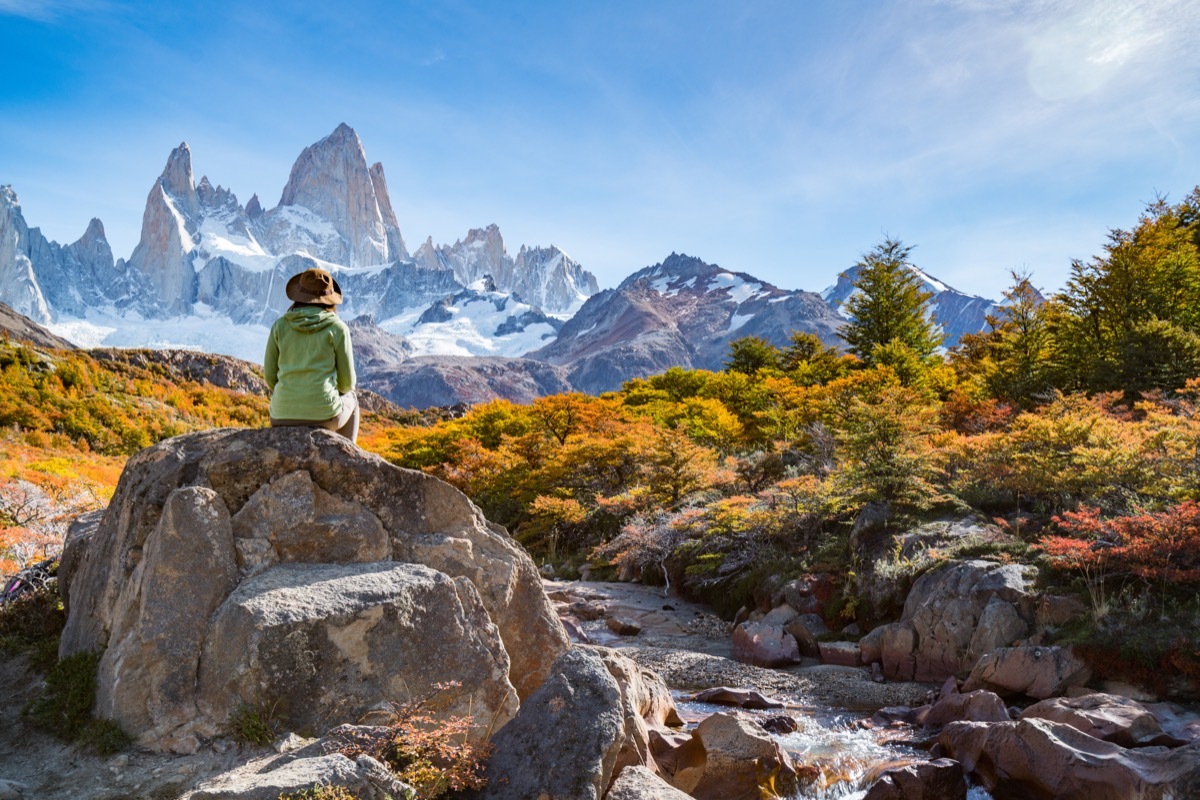 Mountainside in the winter in Argentina. 