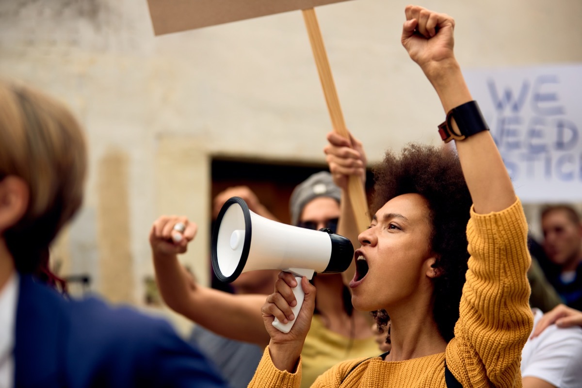 Young Black Woman Protesting