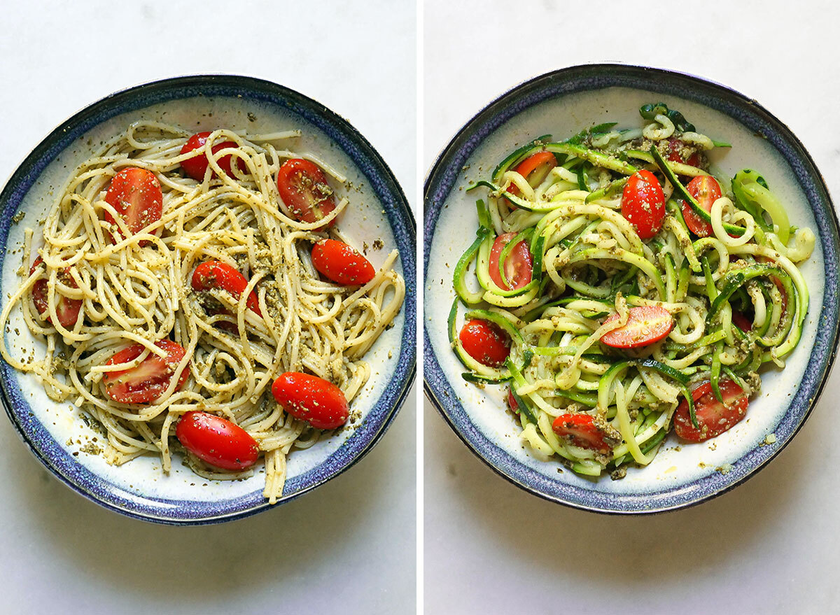 Swapping out pasta with zucchini noodles