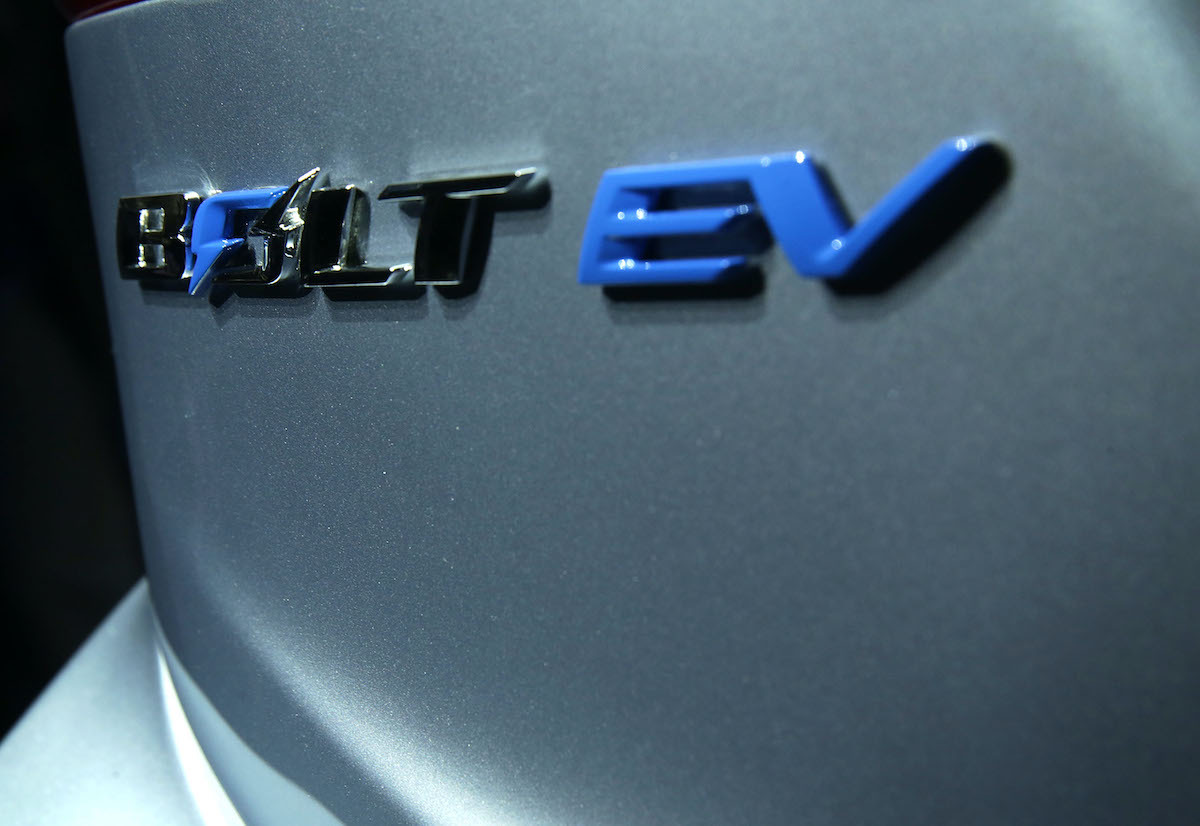 Its name is seen on body of the new Chevy Bolt EV, an electric car 