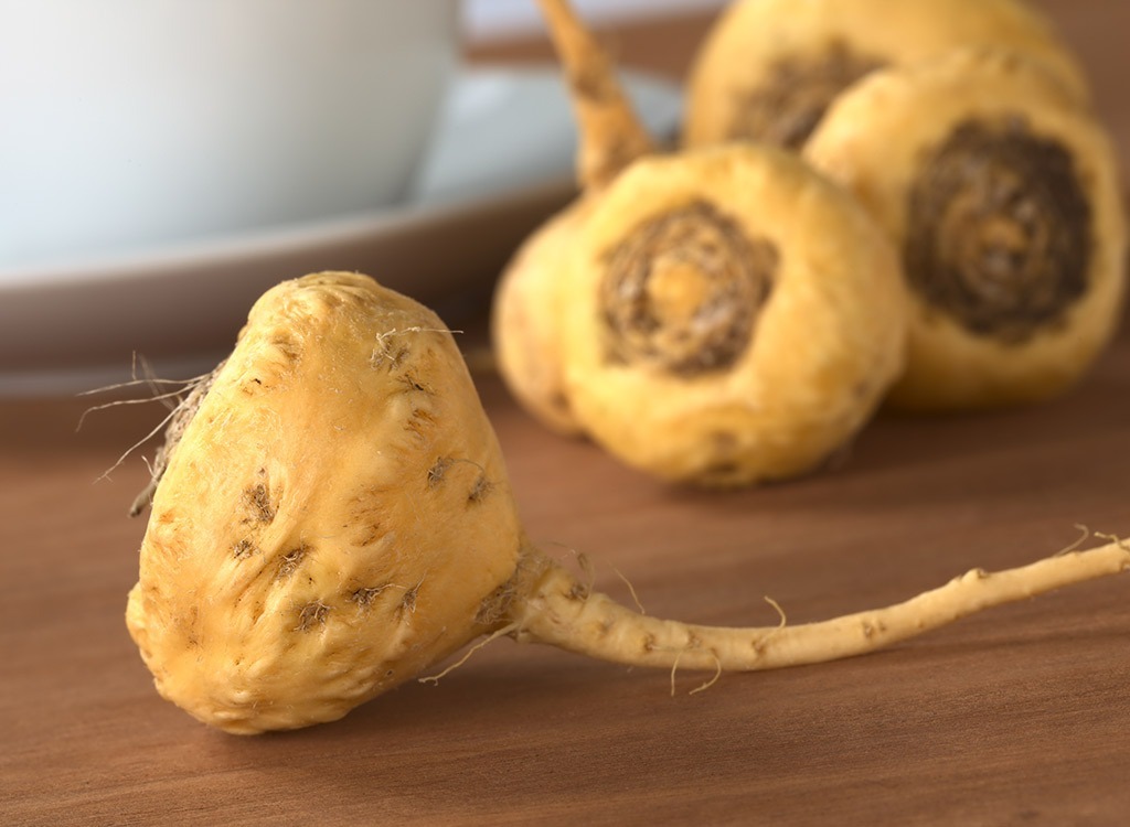 maca on wood table