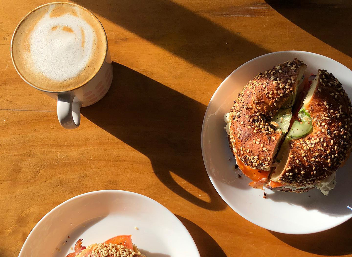 everything bagels with coffee