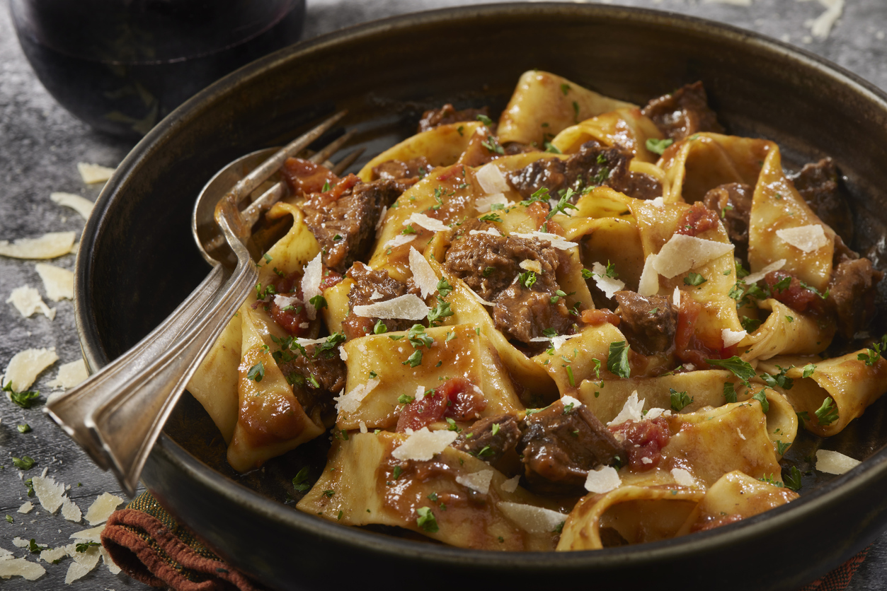 Braised Beef Short Rib Ragu in a Red Wine Gravy with Pappardelle