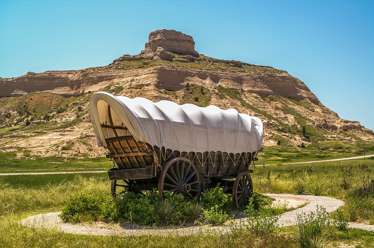 Covered Wagon at Scotts Bluff National Monument in Nebraska