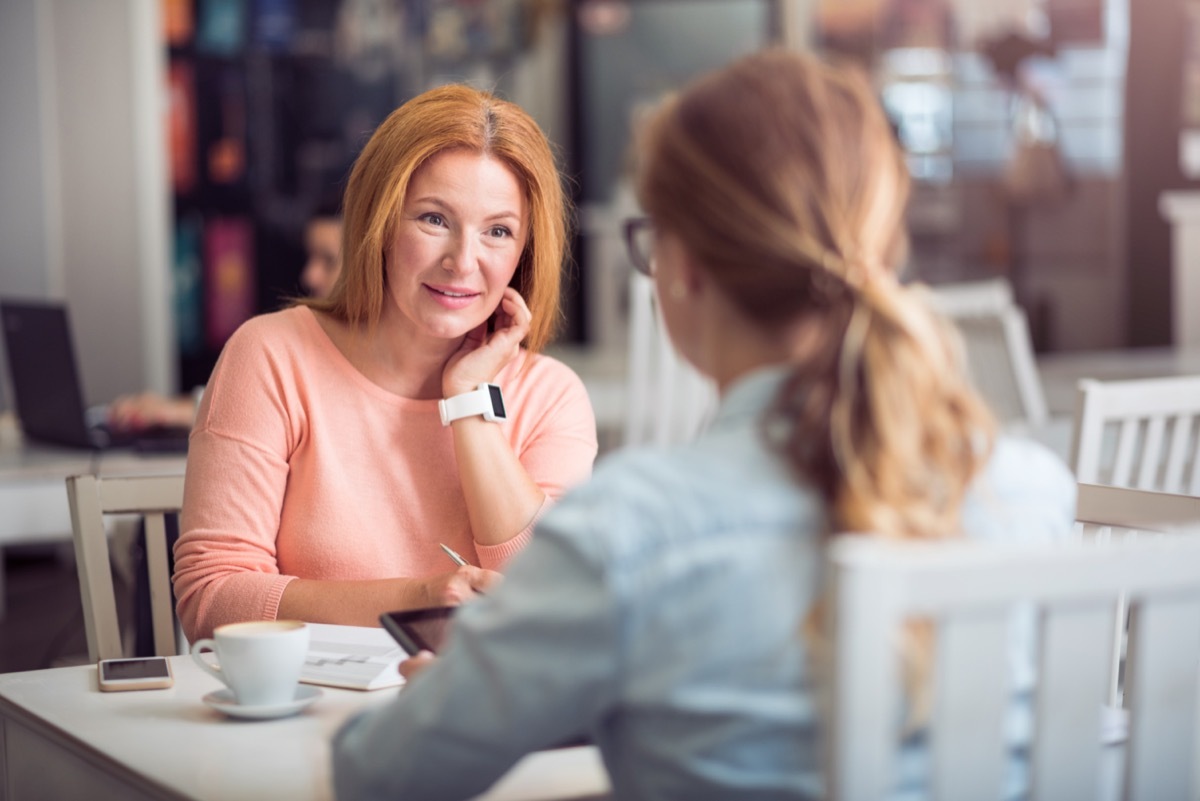 Senior woman conducting an interview