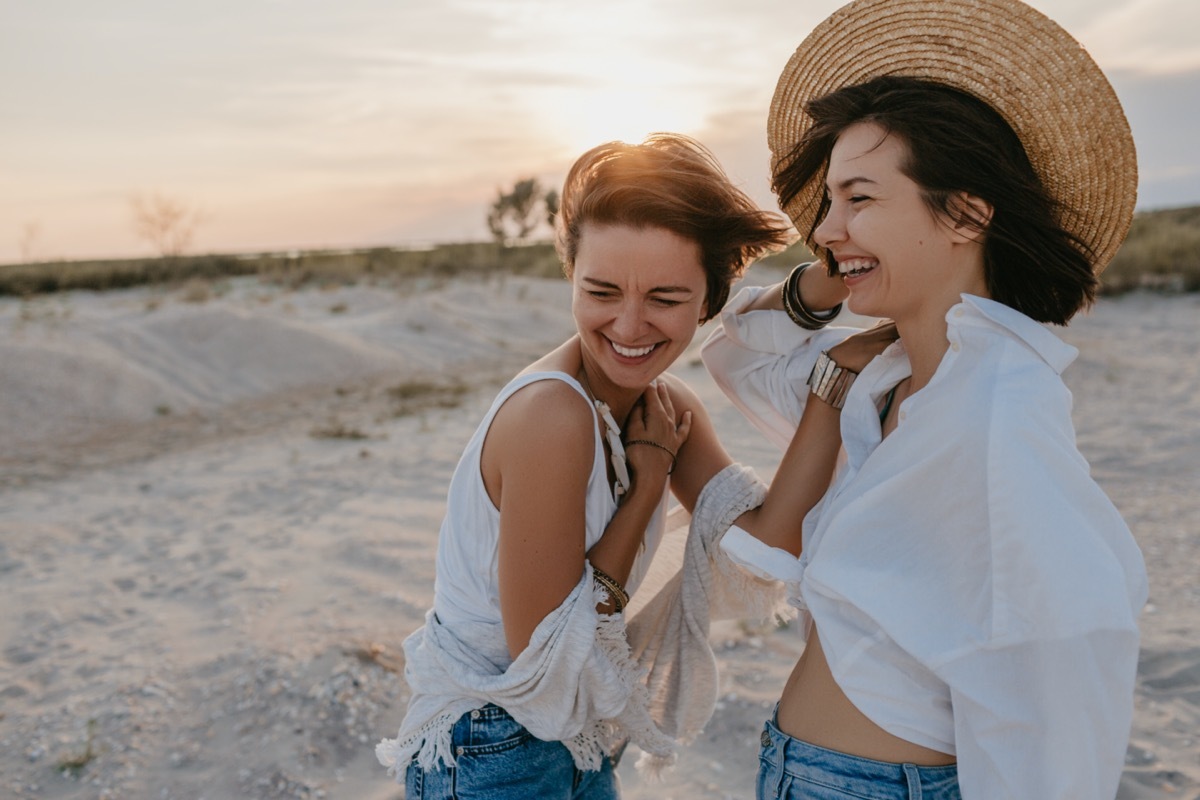 Couple at beach on sunset