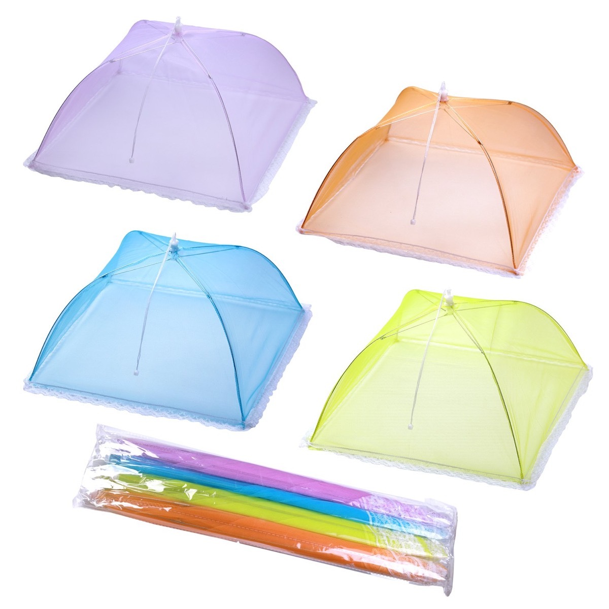 colorful mesh food covers, bug protection