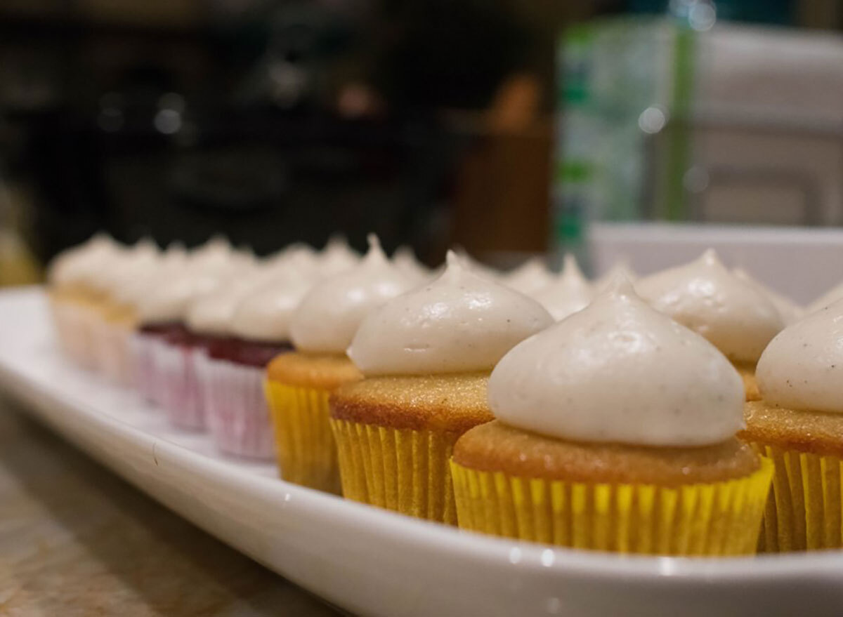 tray of cupcakes from cats cupcakery in california