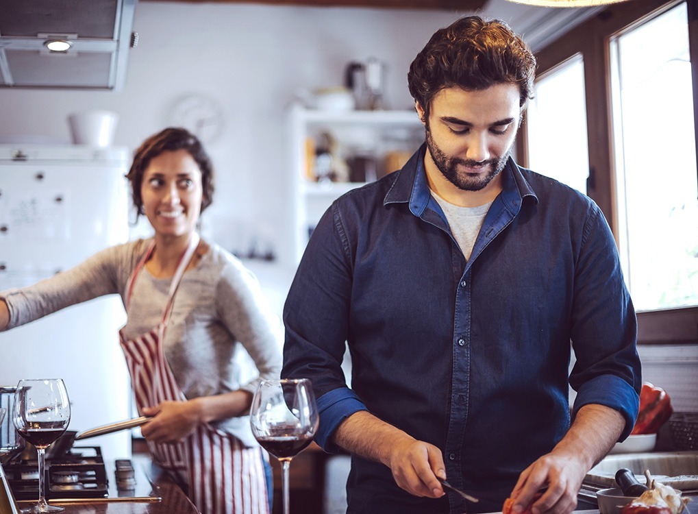 couple, cooking, fall, happier