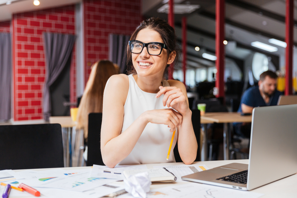 happy Woman Smiling at Work