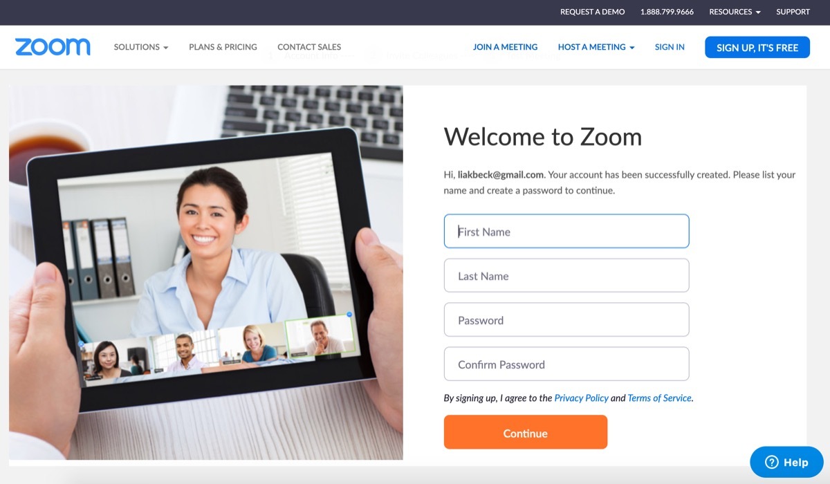 Zoom welcome screen