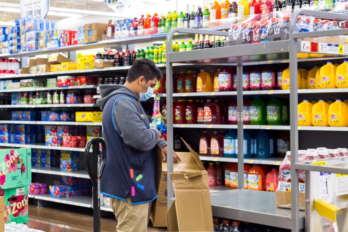 Salem, Oregon, USA - May 23rd, 2020: Currently in Walmart customers and workers need to wear masks for protection during the COVID-19 pandemic