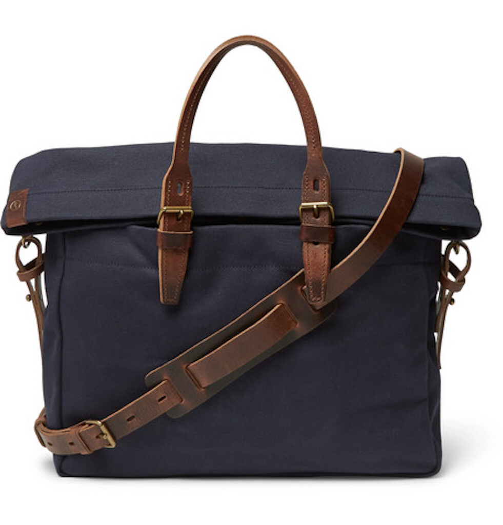 BLEU DE CHAUFFE Remix Leather-Trimmed Canvas Briefcase