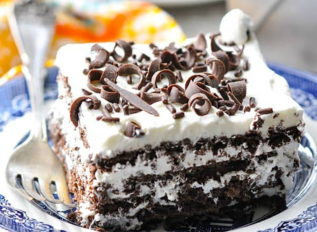 slice of icebox cake