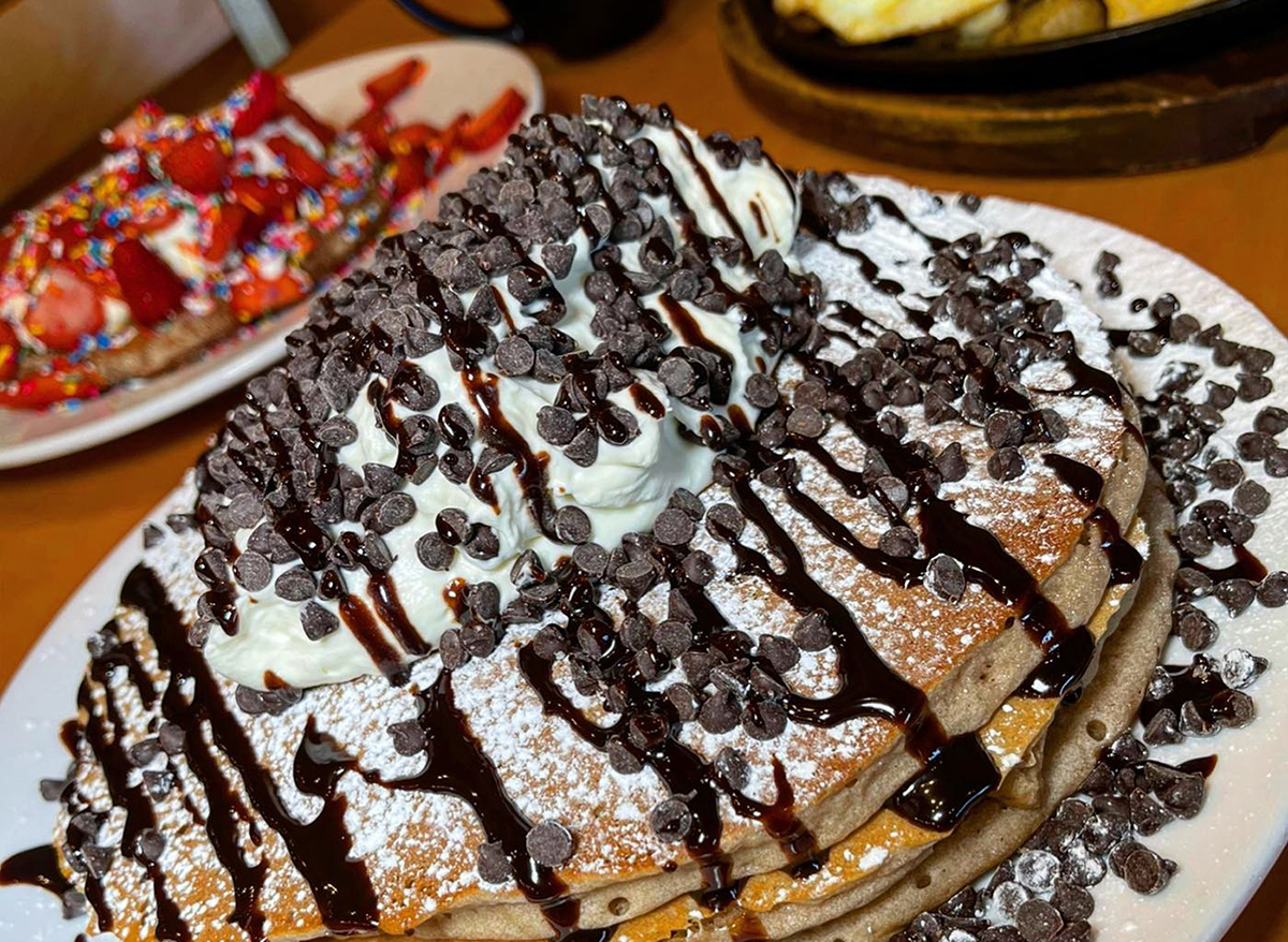 pancakes topped with chocolate chips