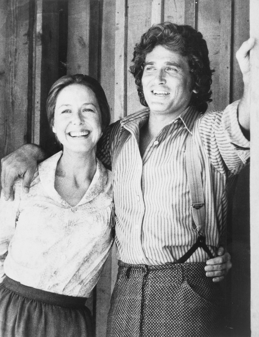 Karen Grassle and Michael Landon on the set of 