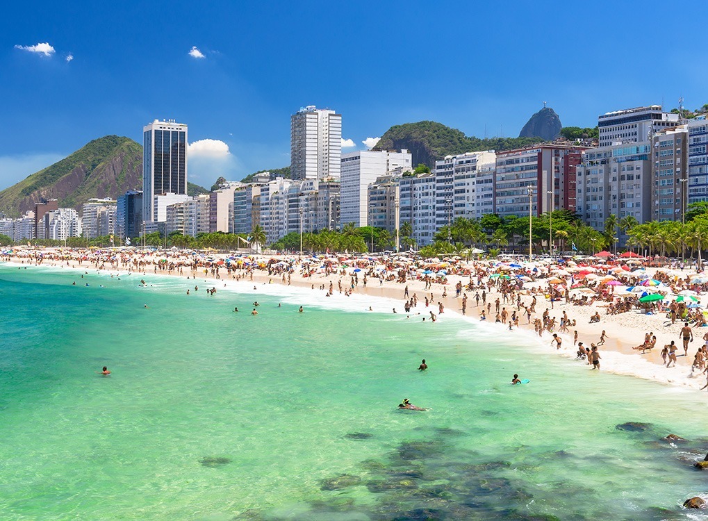 Crowded Brazilian beach during the day