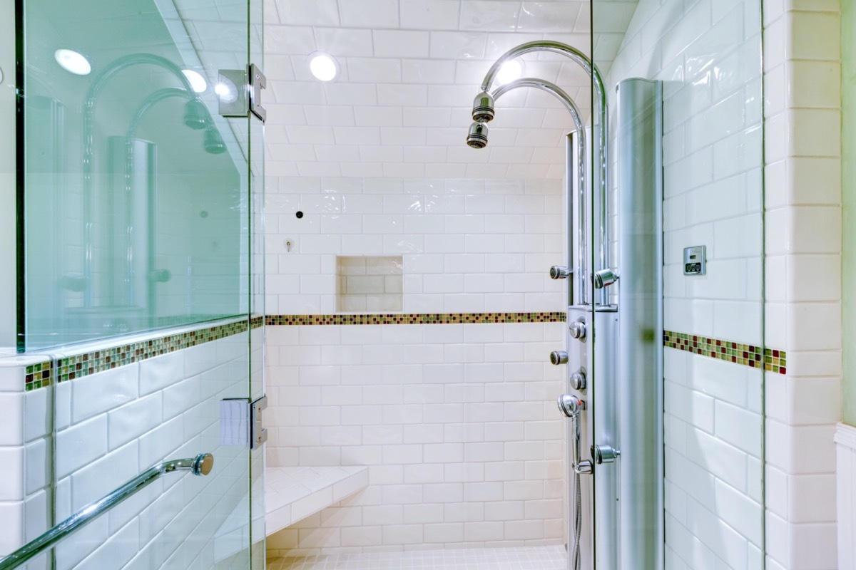 steam shower in glass stall