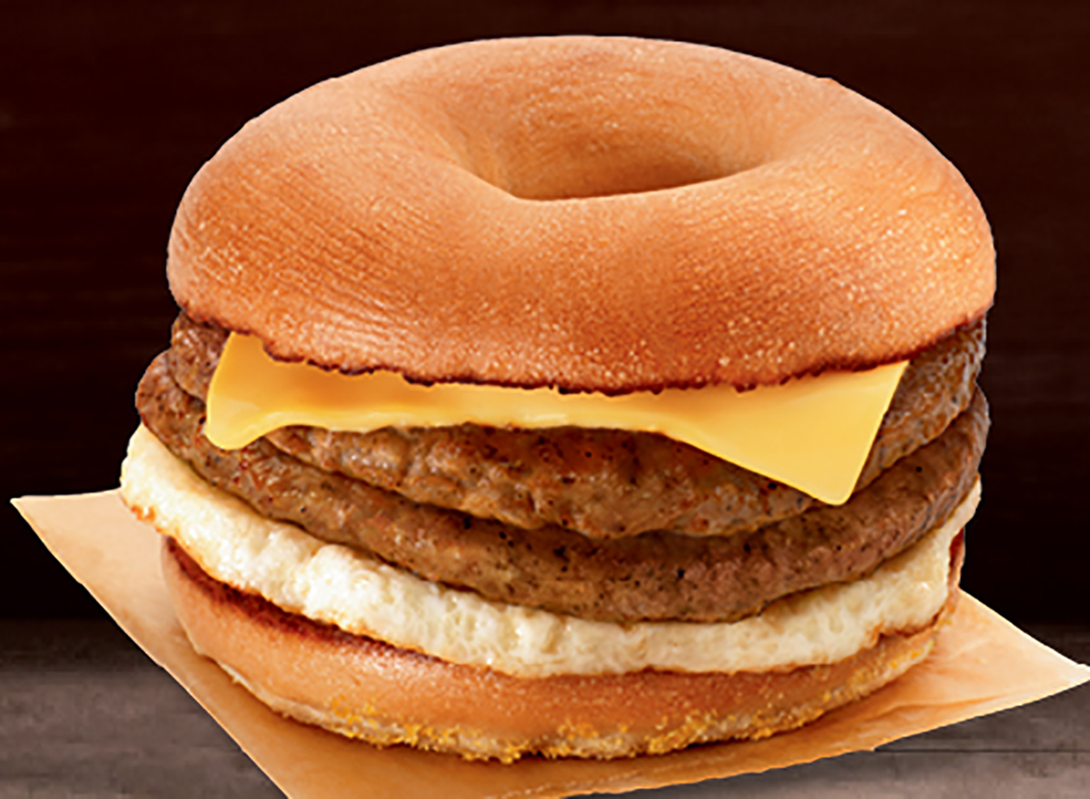 dunkin double sausage bagel sandwich