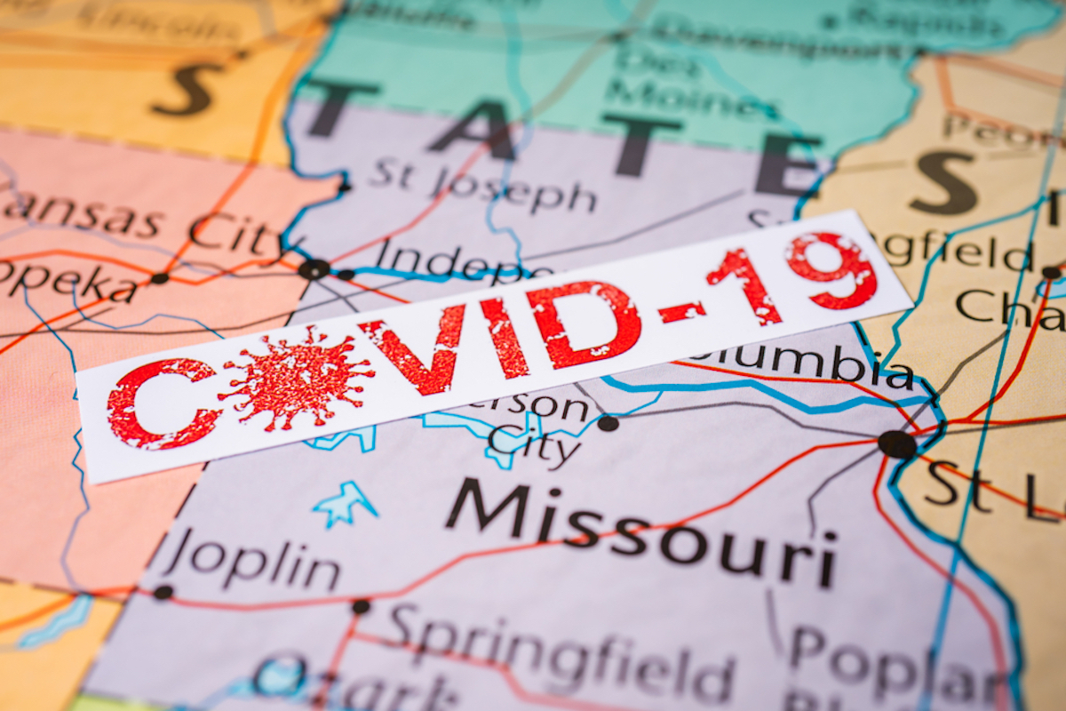 missouri on map with covid indicator