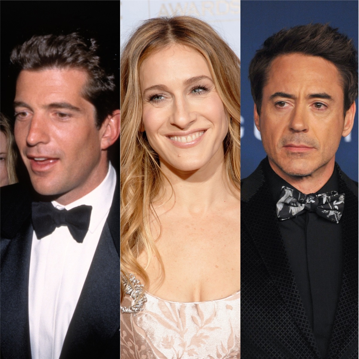 John F. Kennedy Jr., Sarah Jessica Parker, and Robert Downey Jr.