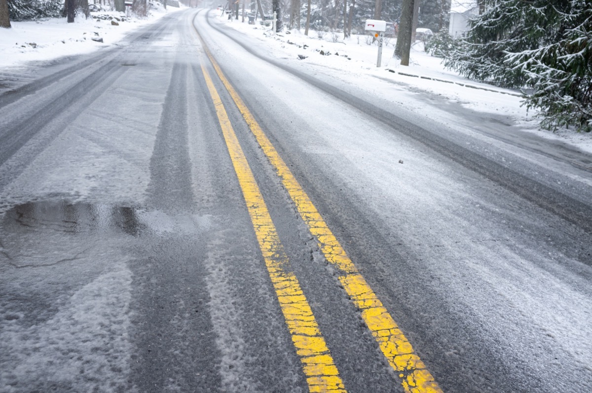 wintry mix on road