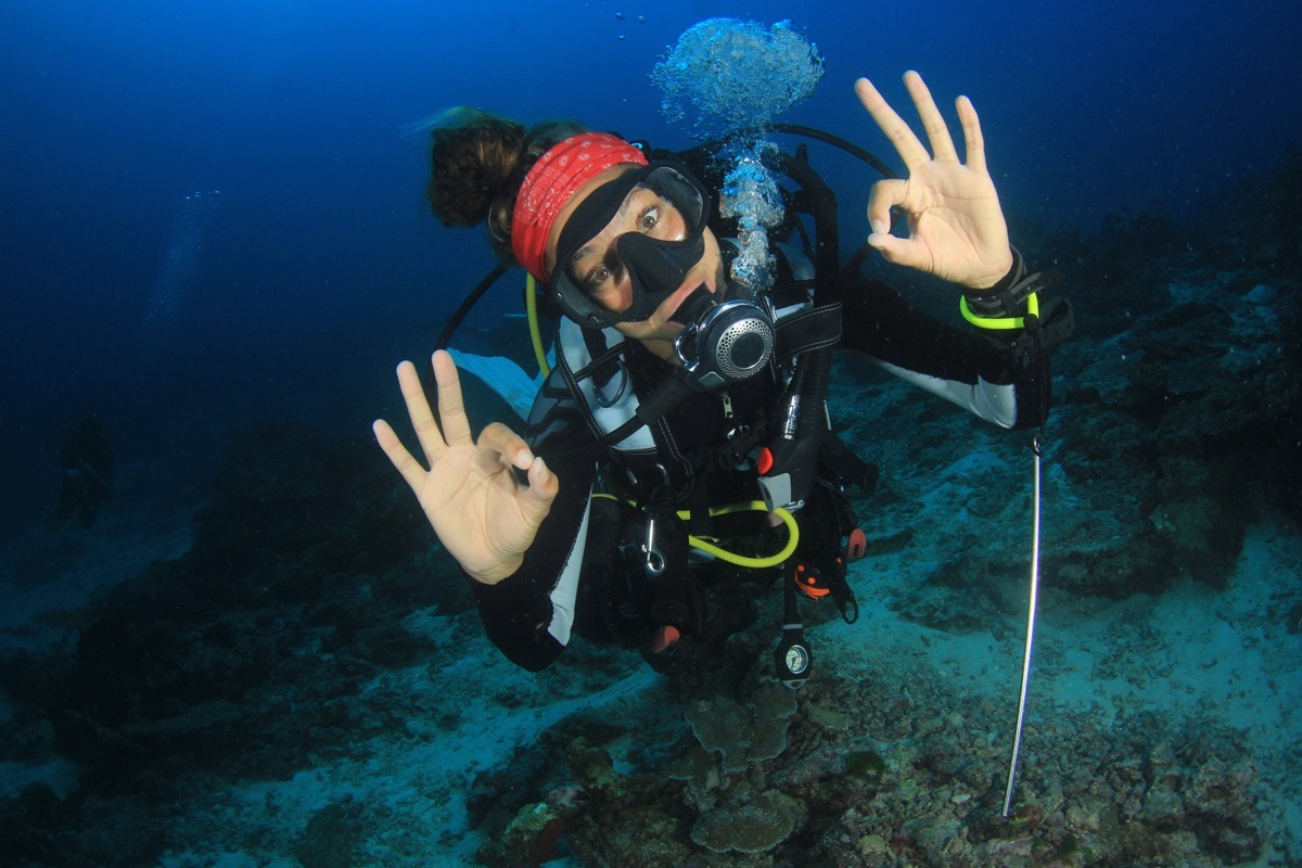 woman scuba diving