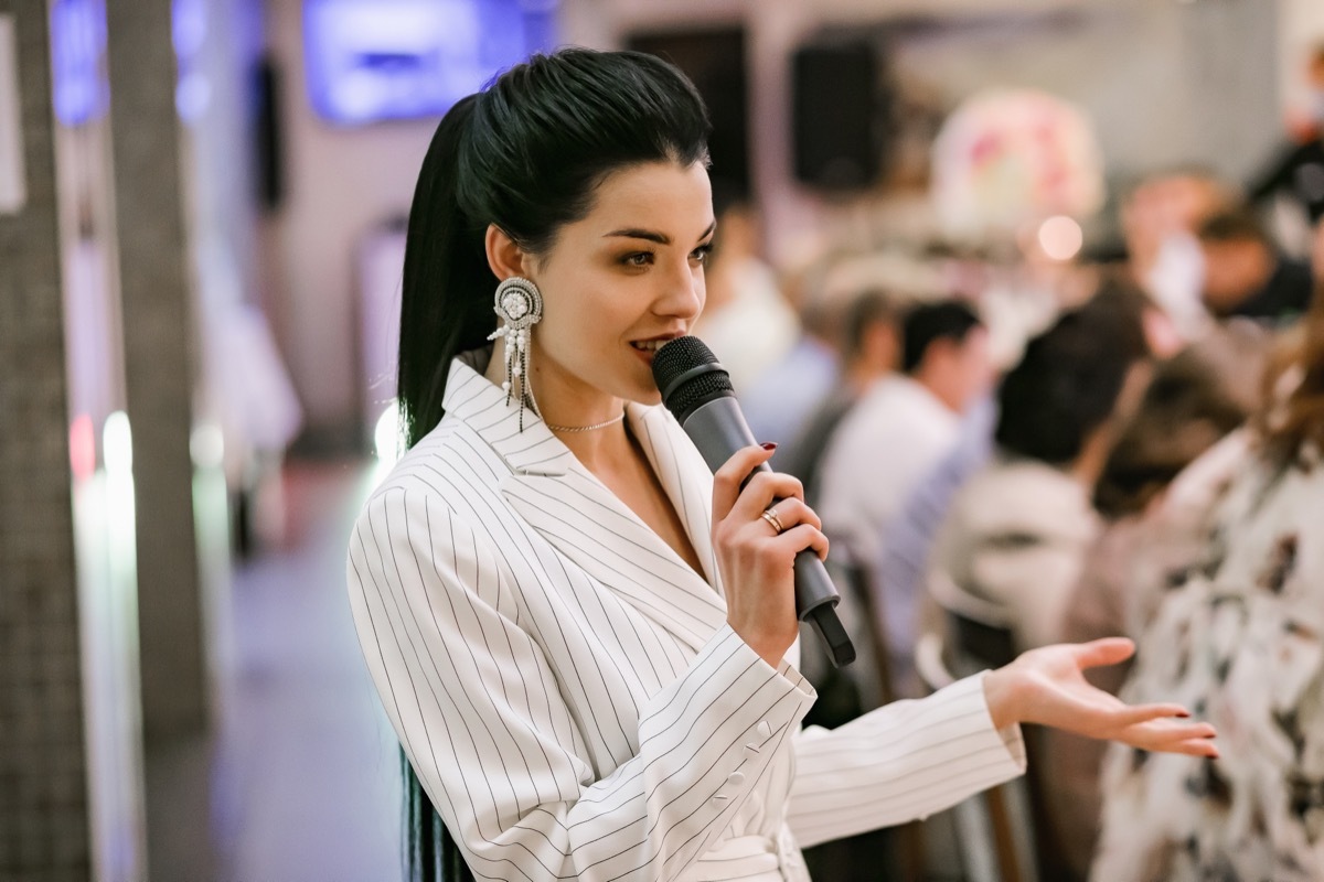 Elegant Woman Giving a Speech