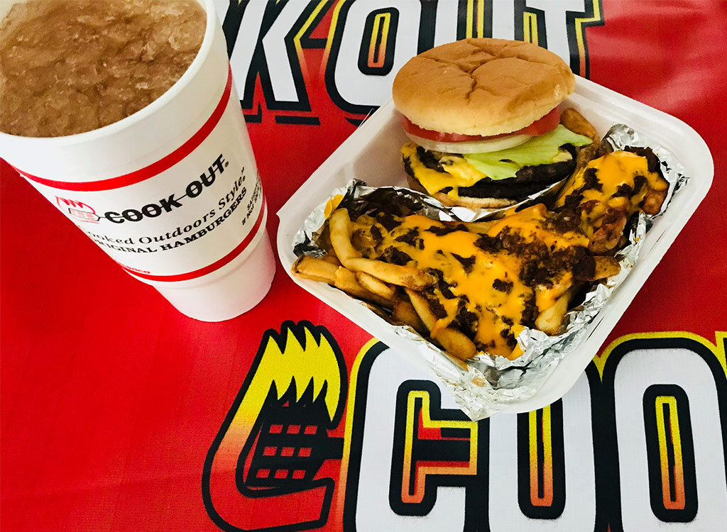 Cookout burger and chili fries