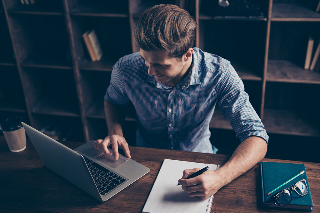 Man doing work on his computer