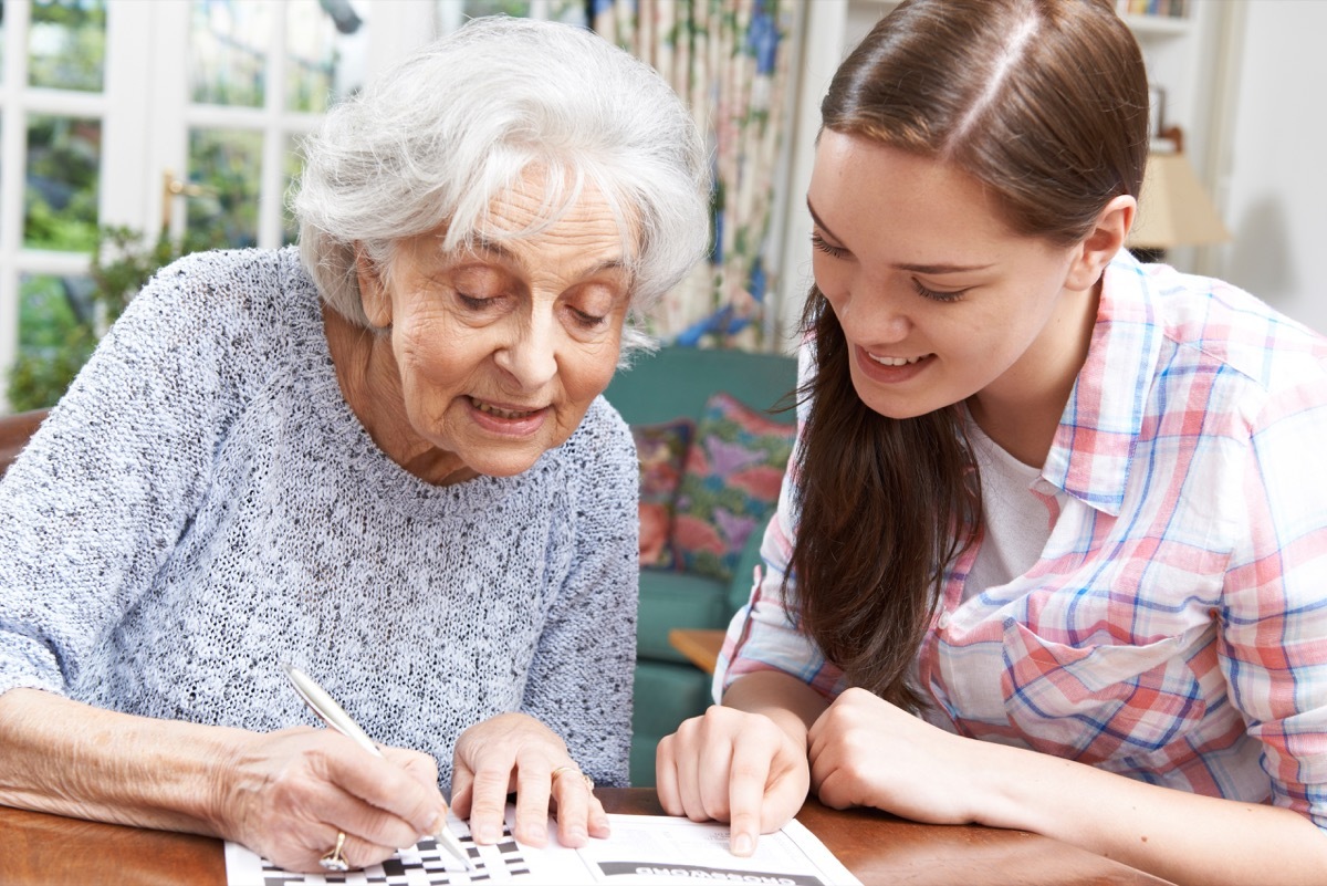 Grandma doing crossword