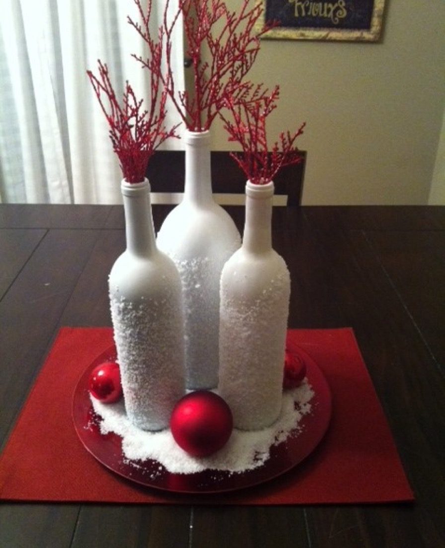 Snowflake wine bottles diy christmas decorations