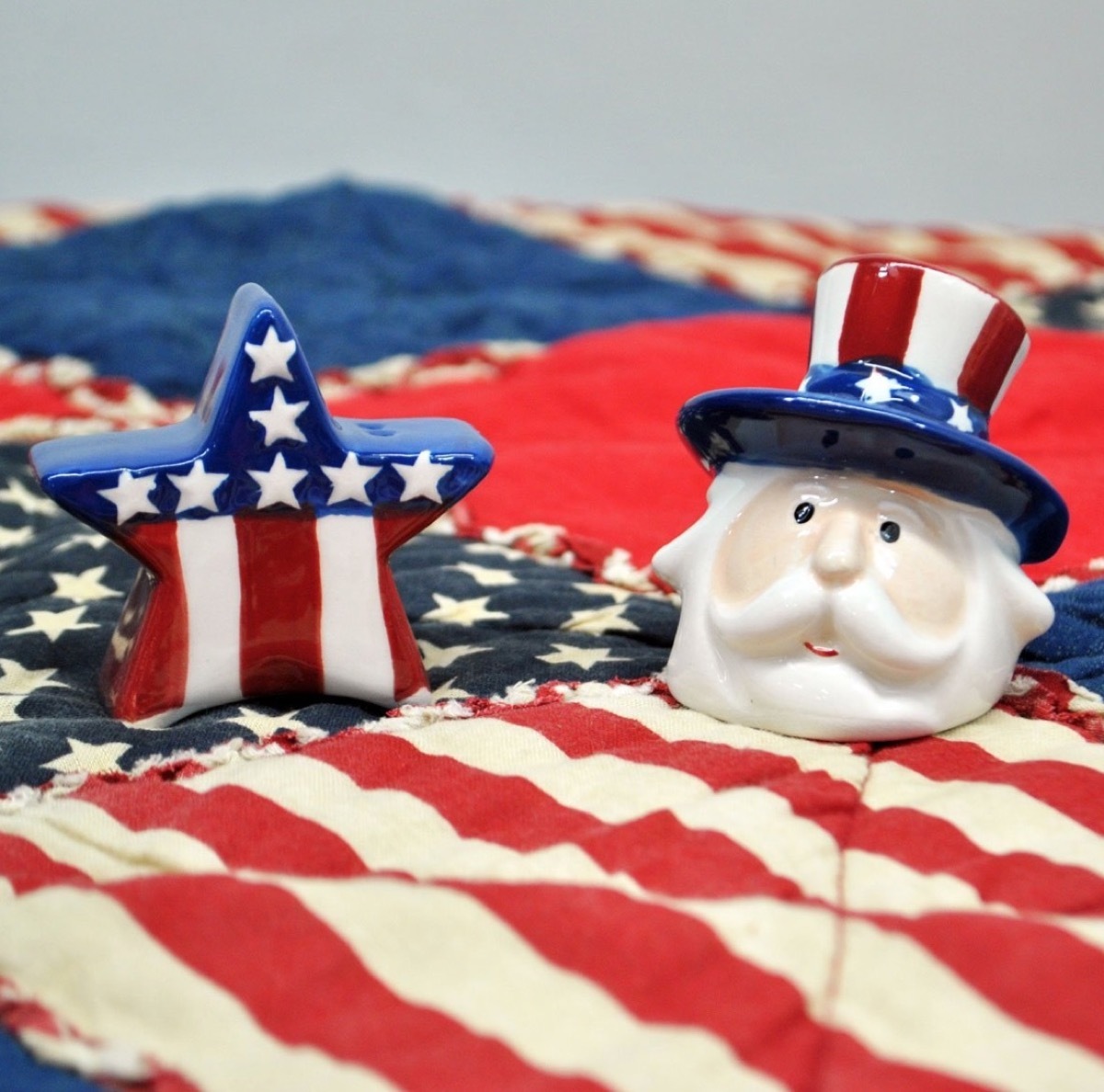 Uncle Sam Salt and Pepper Shakers Fourth of July Accessories