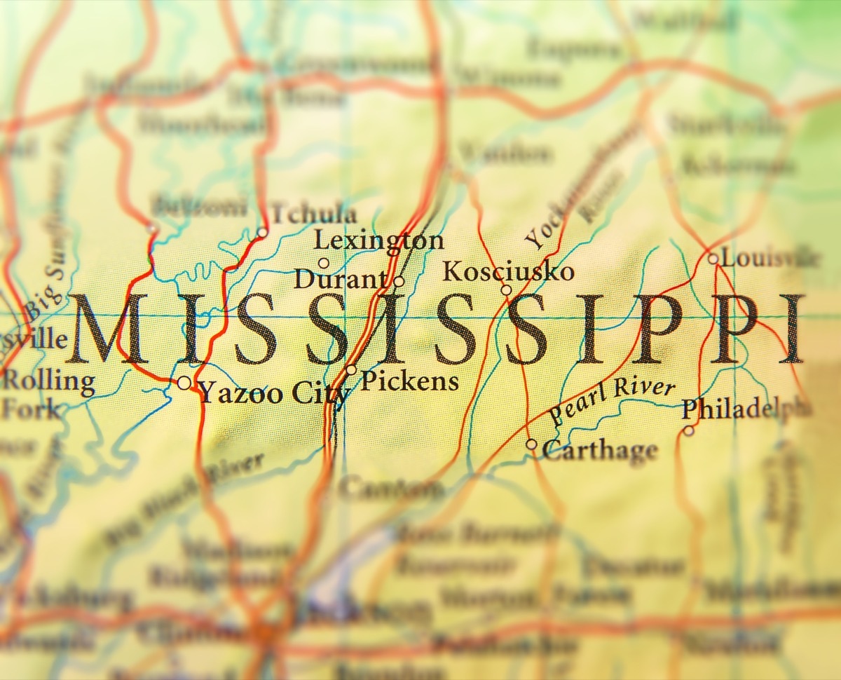 mississippi geographical map 