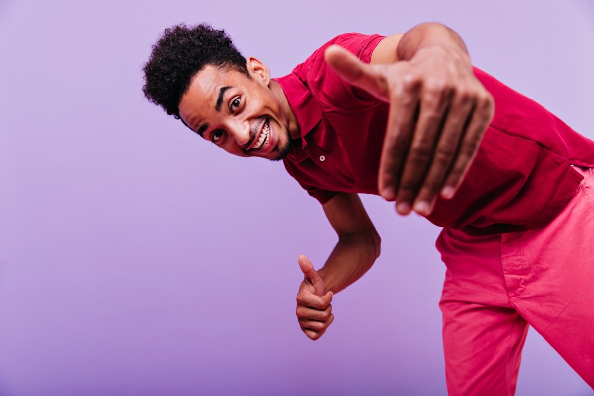 african american man in a red outfit