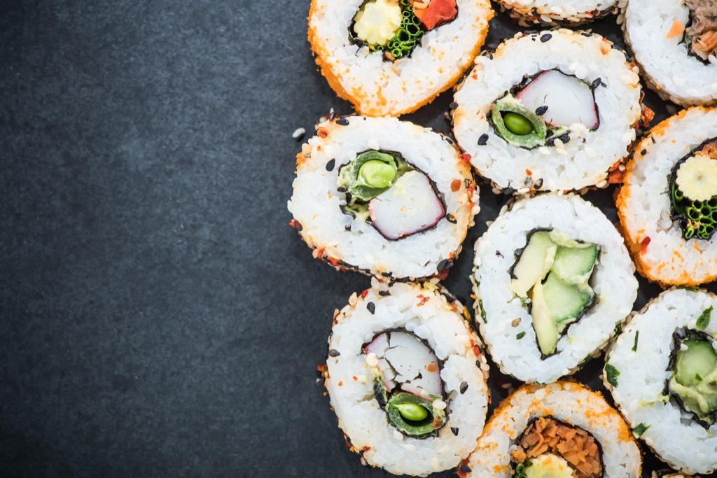 california roll healthiest holiday finger foods