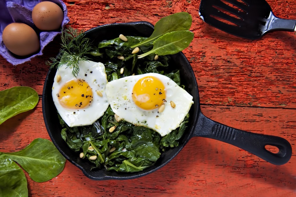 Eggs on spinach, over 40