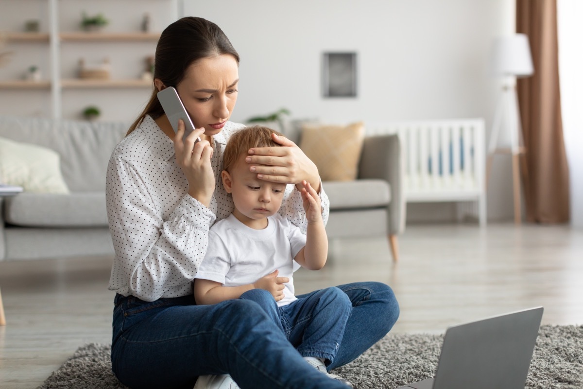 mother calling pediatrician