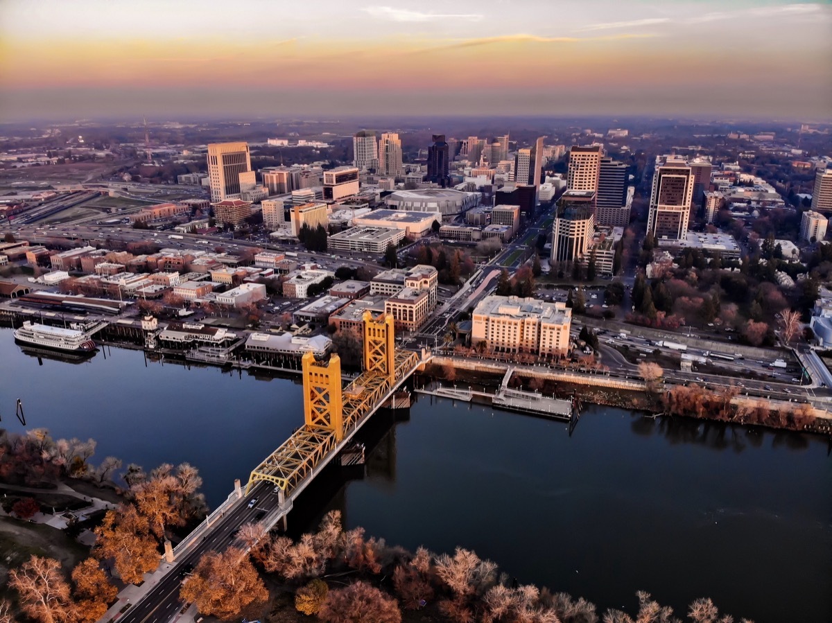 sacramento california drone shot from above