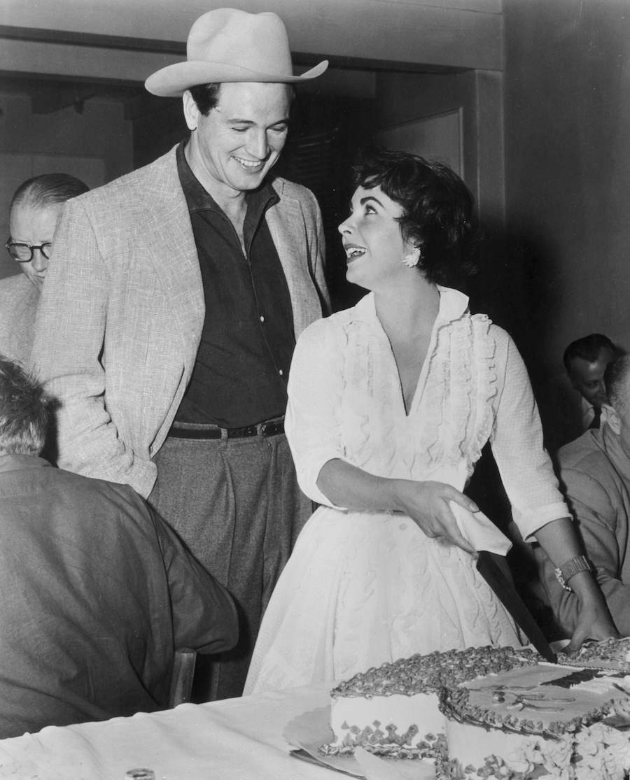 Rock Hudson and Elizabeth Taylor at a cast party for 