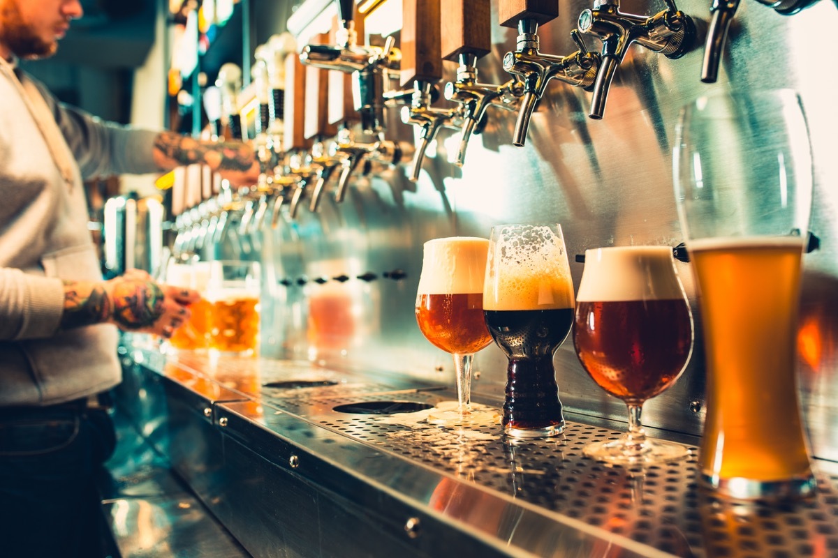 various beers on a bar