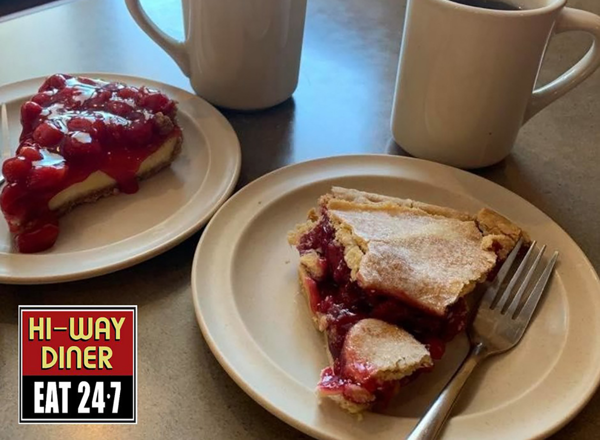 two slices of cherry pie