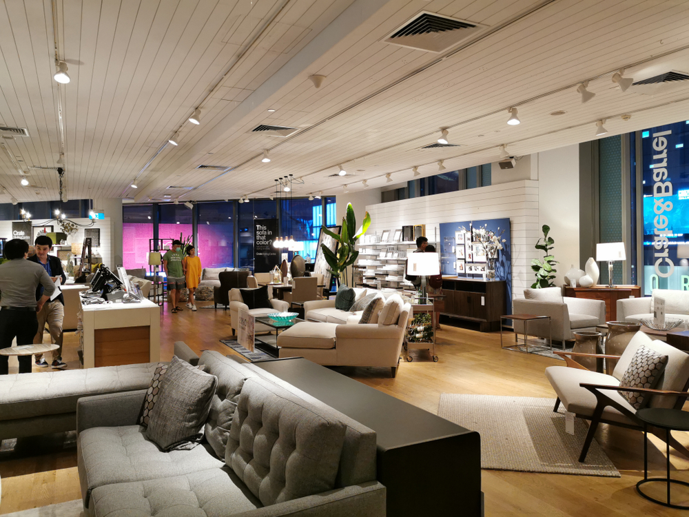 A Crate & Barrel furniture showroom