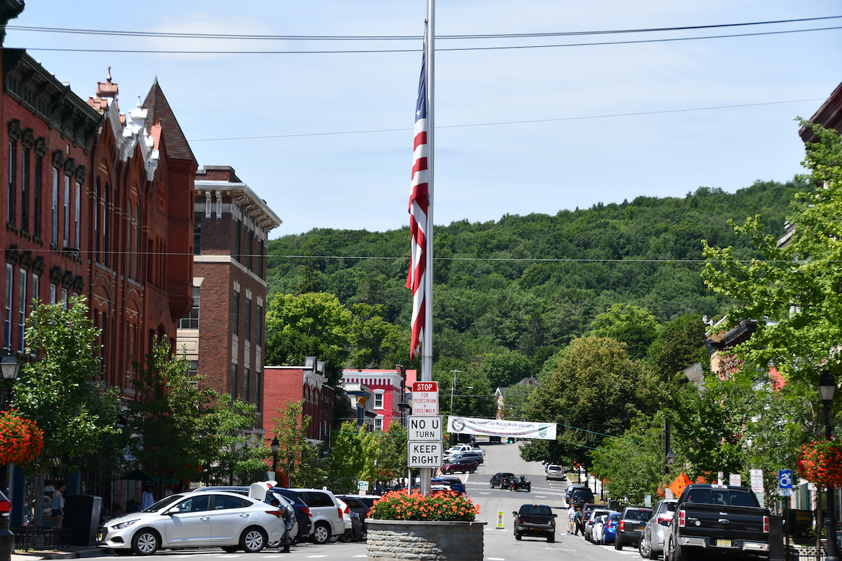 Looking down Main Street in Cooperstown, New York.