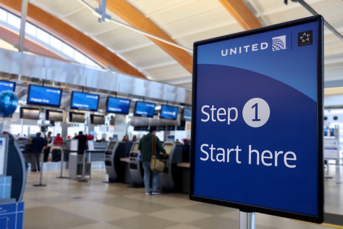 UNITED AIRLINES STAR ALLIANCE sign at check in location RDU International Airport