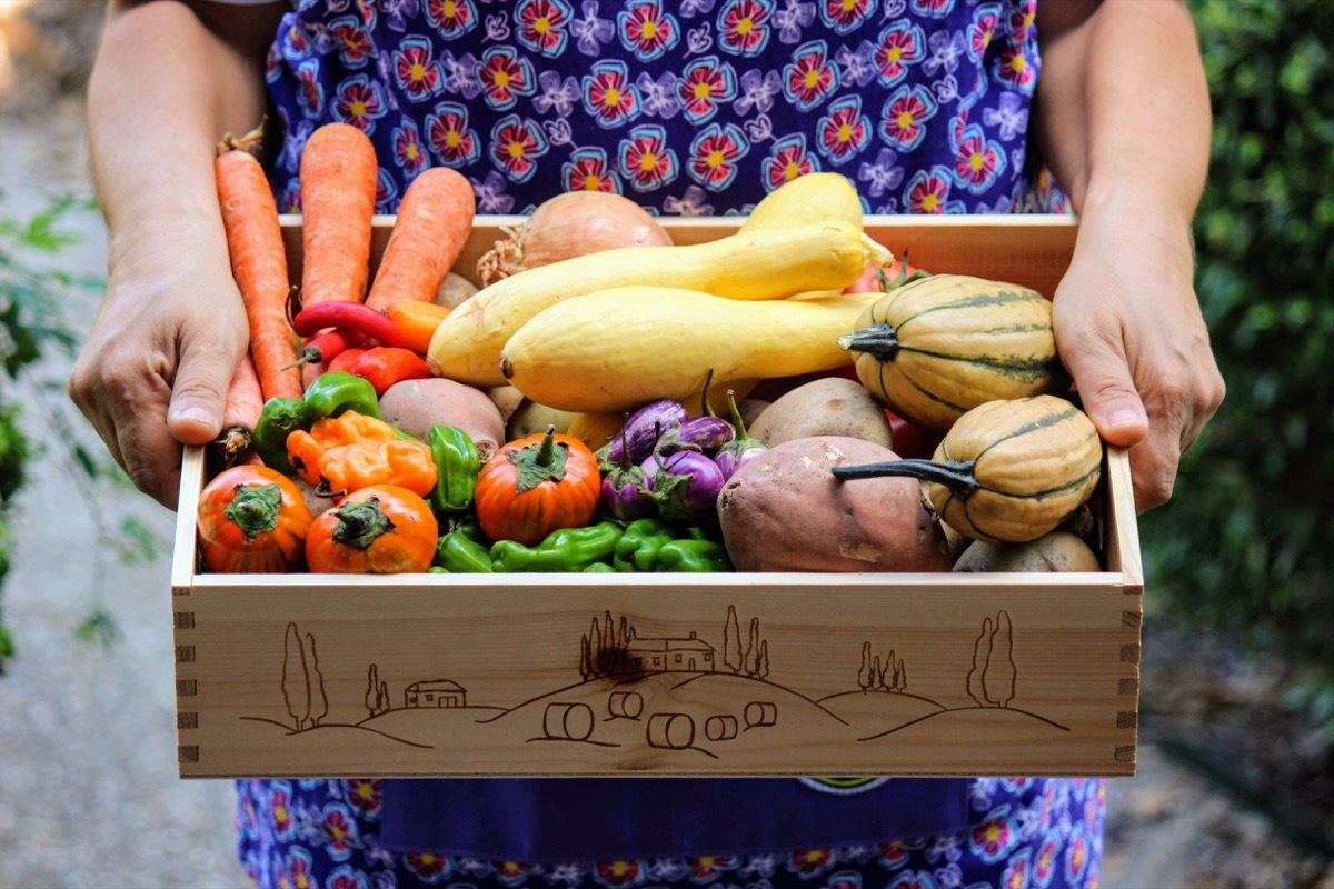 Woman holding farm fresh produce